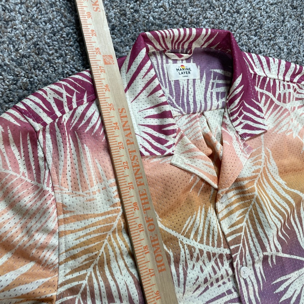 Marine Layer Men's Large Mesh Camp Shirt Sunset Palm Print Summer 2024 17521 - Picture 6 of 7
